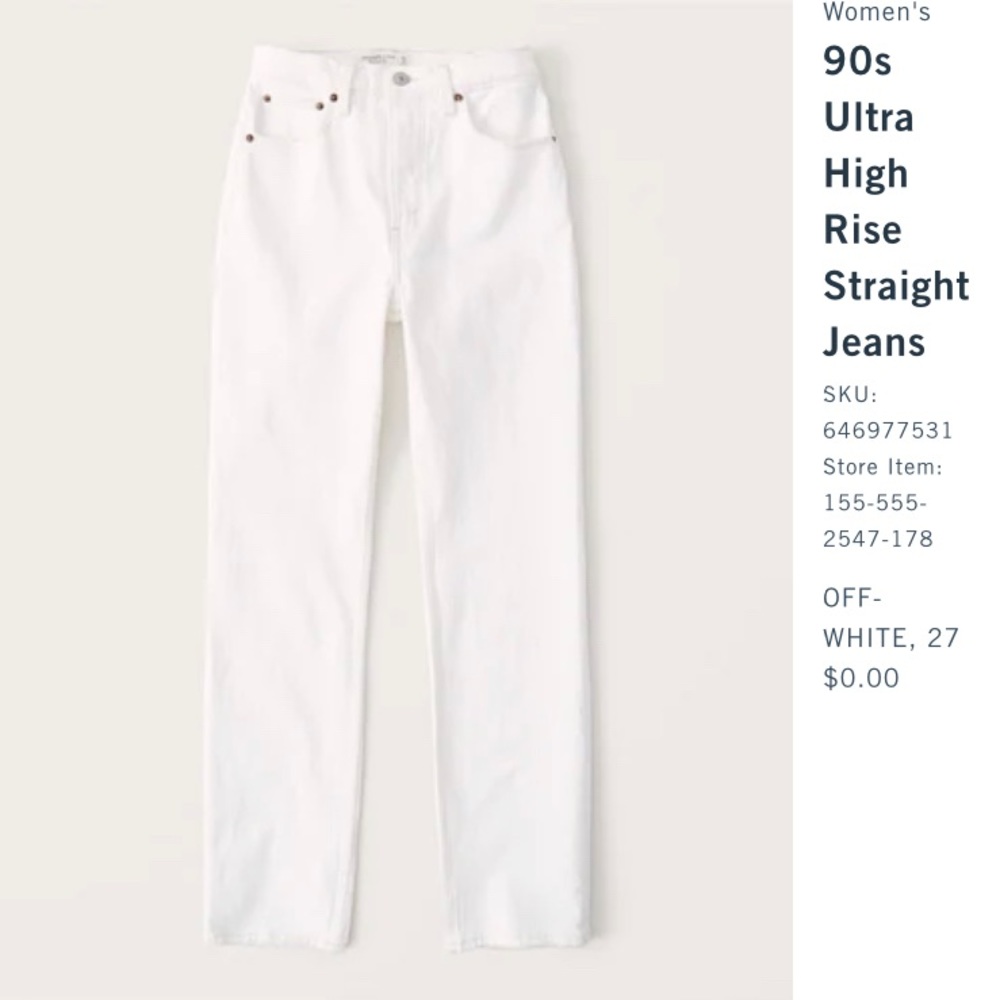 Off White High Rise Denim size 27 brand new
